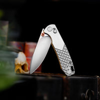 Dragonfly-O Axis Lock EDC Folding Pocket Knife, 2.99'' M390 Steel Blade, Titanium Handle