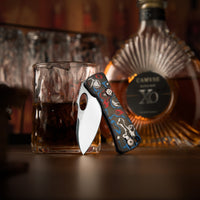 Andromeda Pro-RL Button Liner Lock EDC Folding Knfe,2.3" N690 Steel Blade,Fat Carbon Handle