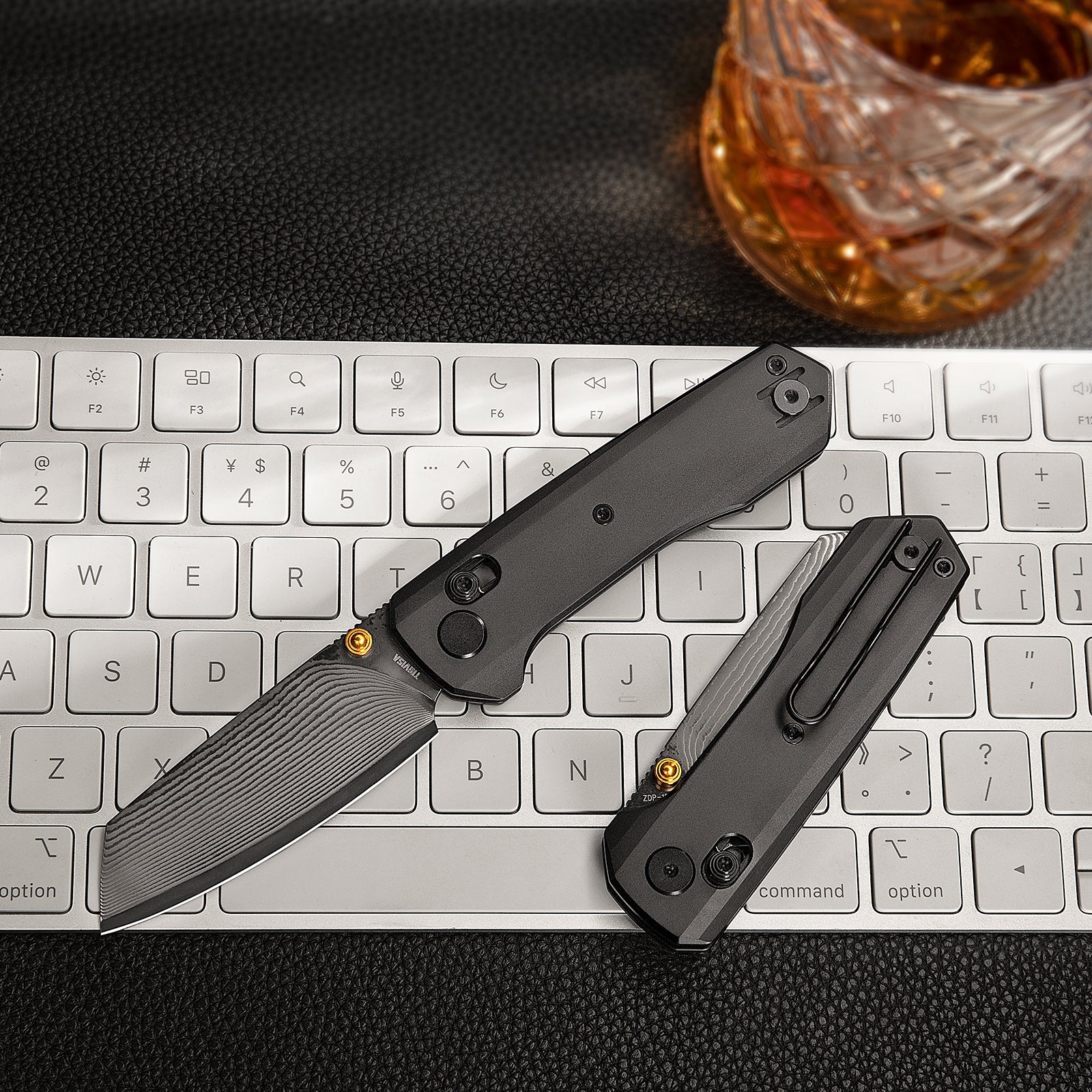Scarab Ultra-BTD Crossbar Lock EDC Folding Pocket Knife,2.99" ZDP-189 Steel Blade,Titanium Handle