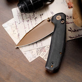 Hornet-BM Crossbar Lock EDC Folding Pocket Knife,3.34" 14C28N Steel Blade,Micarta Handle