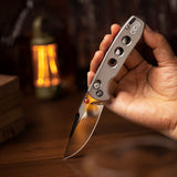Butterfly Ultra-M Crossbar Lock EDC Folding Pocket Knife,2.99'' Mirror Finished M390 Steel Blade,Titanium Handle