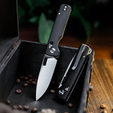 Sabretooth-BG Crossbar Lock Folding Pocket Knife,3.4'' 14C28N Steel Stonewashed Satin Blade, G10 Handle,