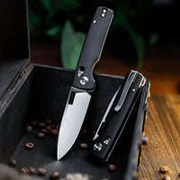 Sabretooth-BG Crossbar Lock Folding Pocket Knife,3.4'' 14C28N Steel Stonewashed Satin Blade, G10 Handle,