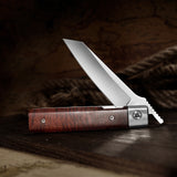 Dolphin-F Liner Lock  Folding Pocket Knife 3.37'' 14C28N Steel Blade,Wood Handle