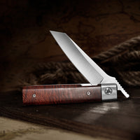 Dolphin-F Liner Lock  Folding Pocket Knife 3.37'' 14C28N Steel Blade,Wood Handle