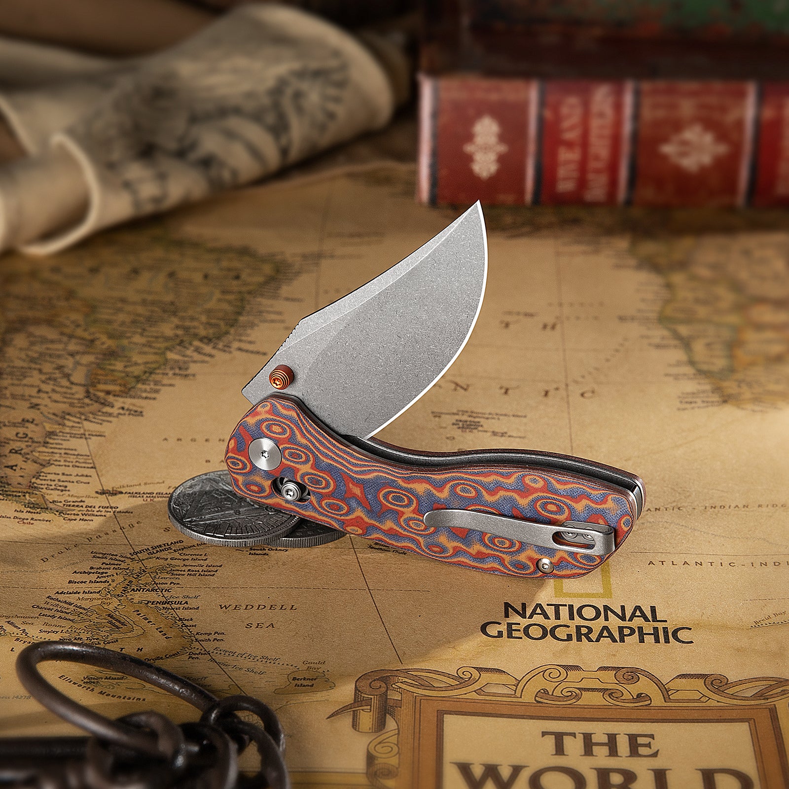 Hippo-RLYM Crossbar Lock EDC Folding Pocket Knife,3.4" 14C28N Steel Blade,Micarta Handle