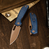 Gecko-LM Liner Lock Folding Pocket Knife,3.4'' 14C28N Steel Blade,  Micarta Handle