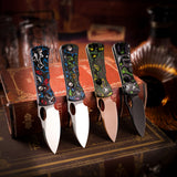 Andromeda Pro-RL Button Liner Lock EDC Folding Knfe,2.3" N690 Steel Blade,Fat Carbon Handle