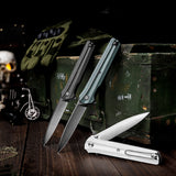 Seagu11-G Liner Lock  Folding Pocket Knife 3.4'' 14C28N Steel Blade,Micarta Handle