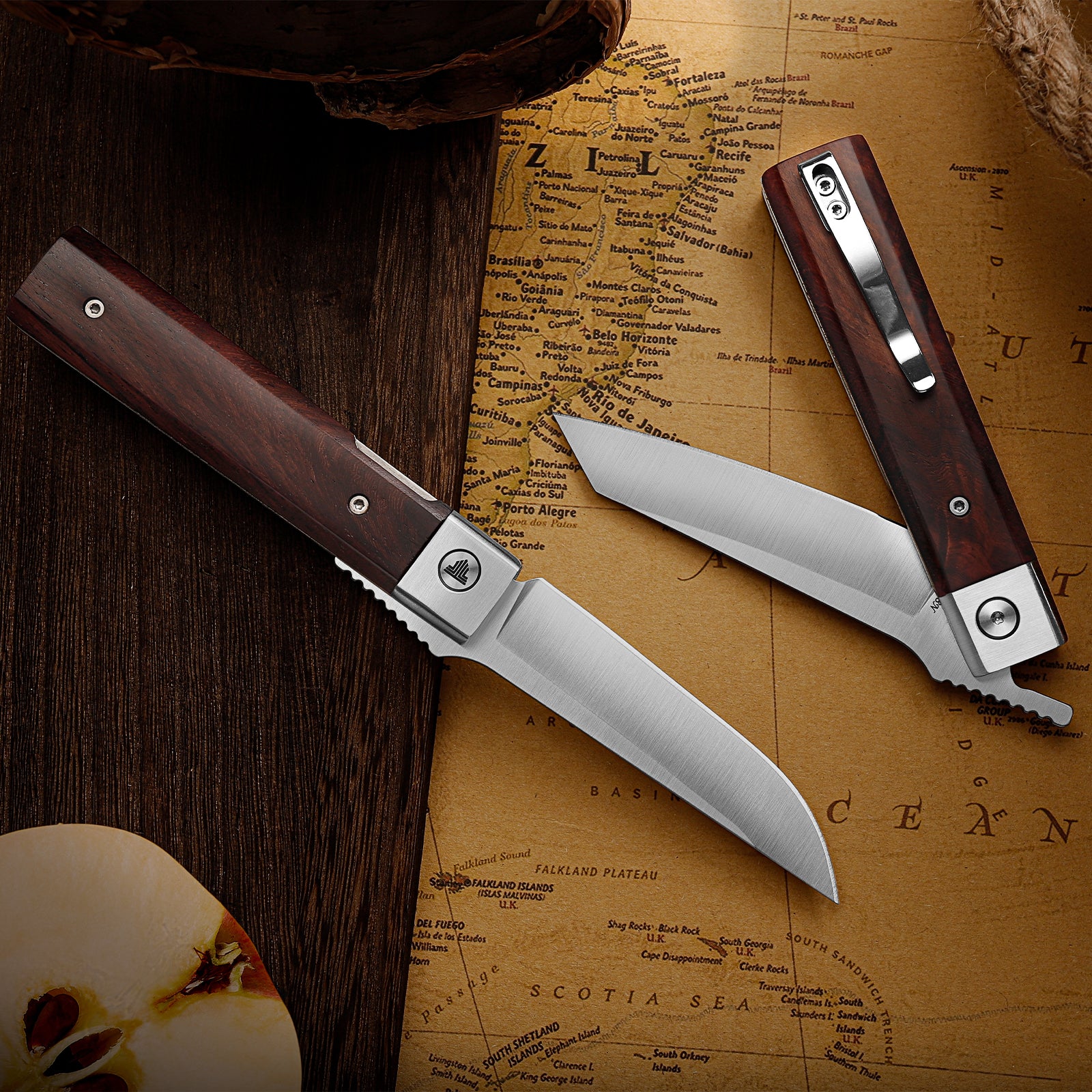 Dolphin-J Liner Lock  Folding Pocket Knife 3.37'' 14C28N Steel Blade,Wood Handle