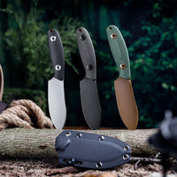Eggplant-GM Full-tang Straight Fixed Blade Knife, 3.86‘’ 14C28N Steel Rose Gold Blade, Green Micarta Handle