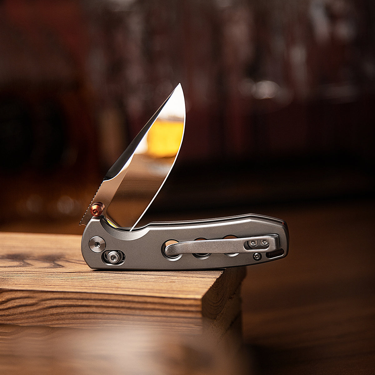 Butterfly Ultra-M Crossbar Lock EDC Folding Pocket Knife,2.99'' Mirror Finished M390 Steel Blade,Titanium Handle