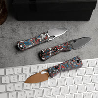Andromeda-CRG Button Liner Lock EDC Folding Knfe,2.3" 14C28N Steel Blade,Carbon Fiber Handle