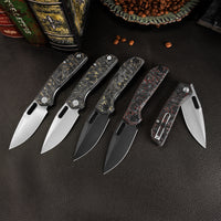 Gecko-YCS Liner Lock Folding Pocket Knife,3.4'' M390 Steel Blade,Ceramic Carbon Fiber Handle