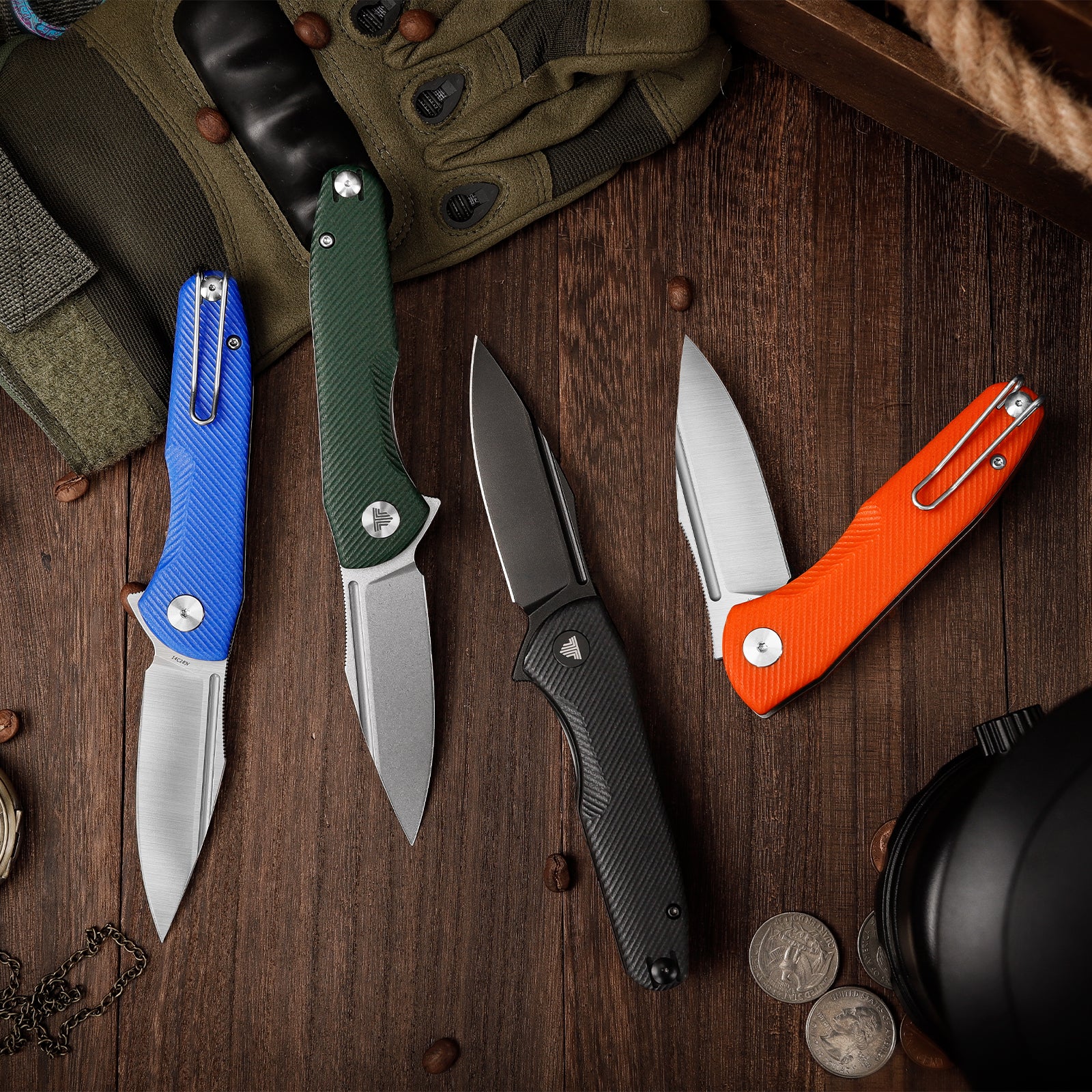 Antliae-04LMW Button Lock Folding Pocket Knife,3.26