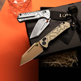 Skarn-W Crossbar Lock EDC Folding Pocket Knife,2.9'' M390 Steel Blade, Titanium Handle