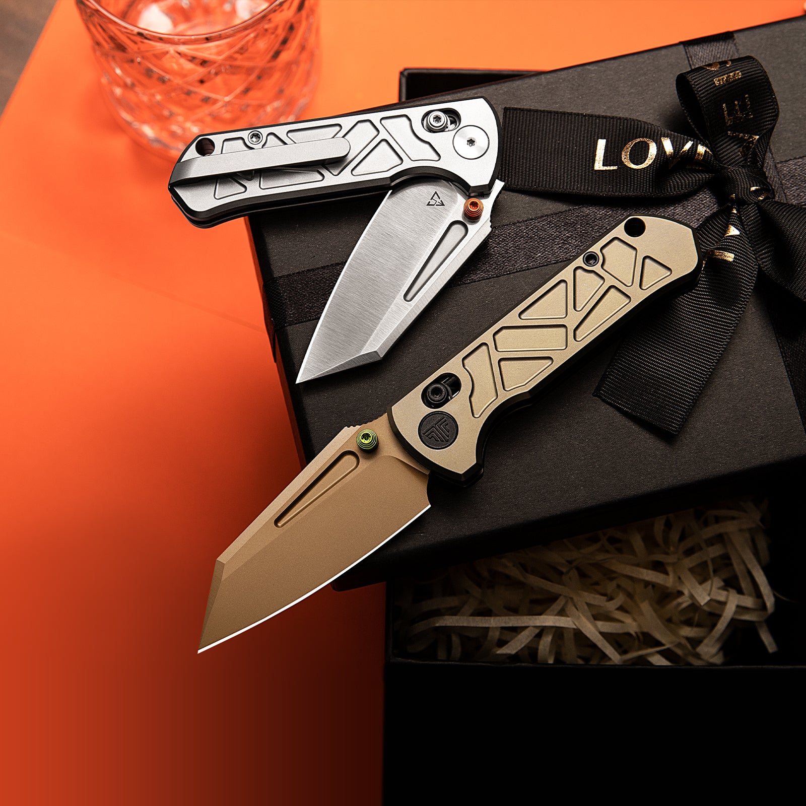 Skarn-RG Crossbar Lock EDC Folding Pocket Knife,2.9'' M390 Steel Blade, Titanium Handle