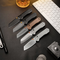 Scarab Ultra-BTD Crossbar Lock EDC Folding Pocket Knife,2.99" ZDP-189 Steel Blade,Titanium Handle