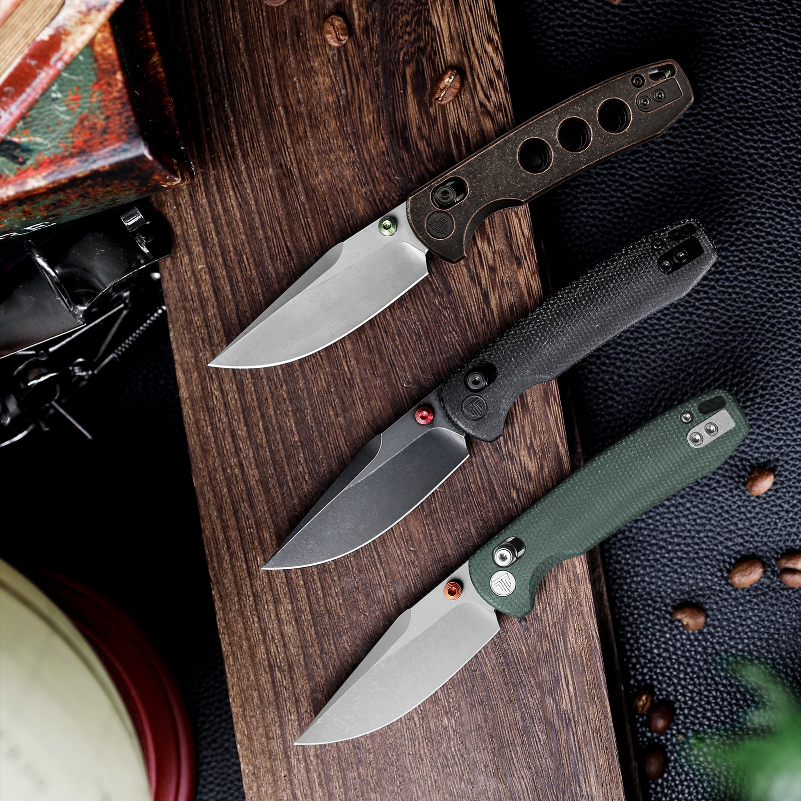 Butterfly-CU Crossbar Lock EDC Folding Pocket Knife,3.03'' 14C28N Steel Blade,Copper Handle