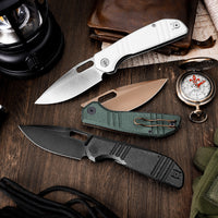 Gecko-GM Liner Lock EDC Folding Pocket Knife,3.4'' 14C28N Steel Blade,Micarta Handle