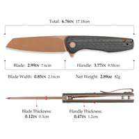Dickybird-CG Liner Lock EDC Folding Pocket Knife 2.99'' 14C28N Steel Blade,Carbon Fiber G10 Handle