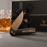 Butterfly-CG Crossbar Lock EDC Folding Pocket Knife,2.99'' 14C28N Steel Blade,Carbon Fiber G10 Handle