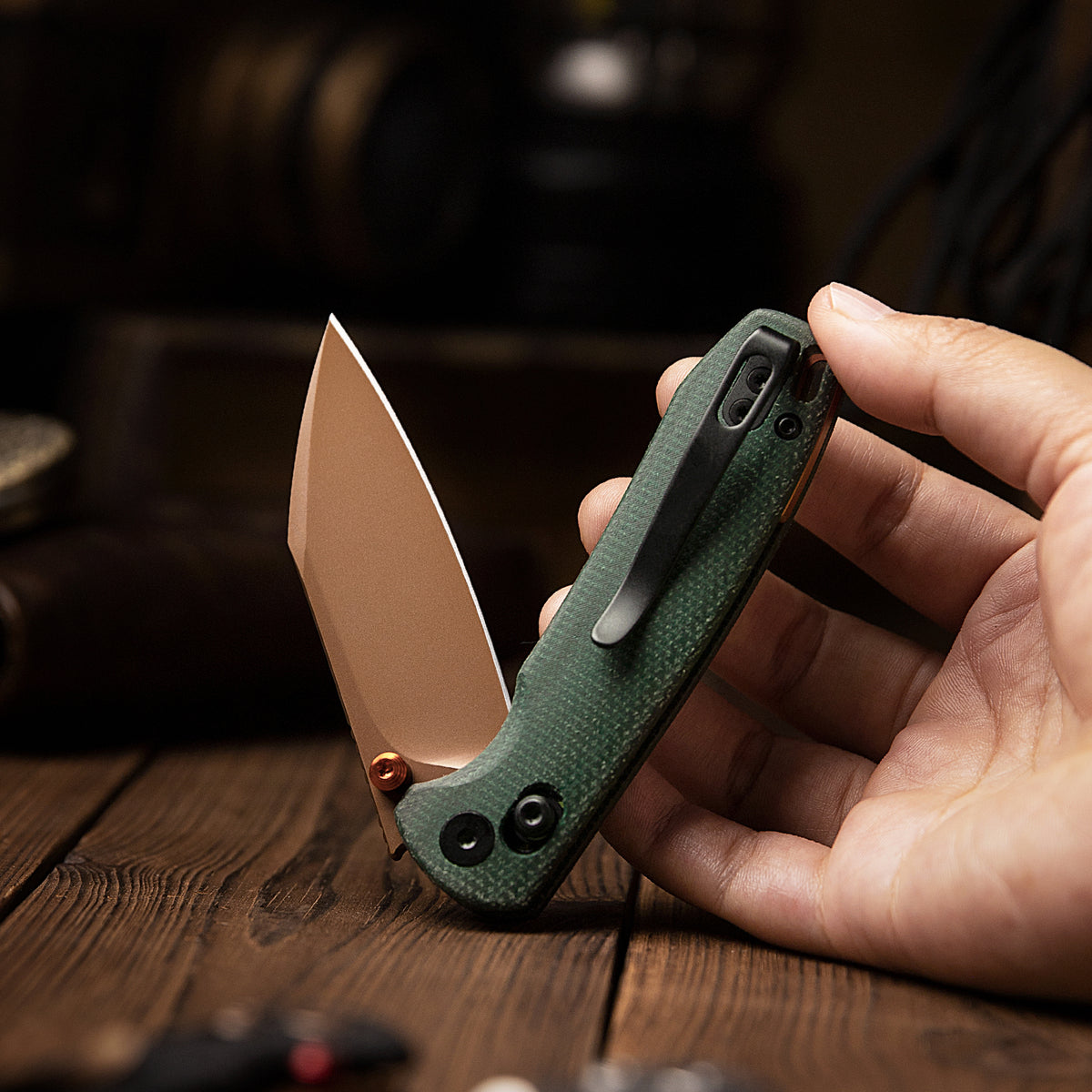 Firefly-GM Crossbar Lock EDC Folding Pocket Knife,2.99" 14C28N Steel Blade,Micarta Handle