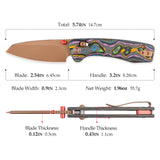 Sloth Ultra-PL Crossbar Lock EDC Folding Pocket Knfe,2.54" M390 Steel Blade, Copper Carbon Fiber Handle
