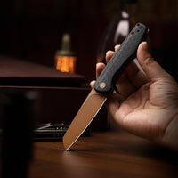 Dickybird-CG Liner Lock EDC Folding Pocket Knife 2.99'' 14C28N Steel Blade,Carbon Fiber G10 Handle