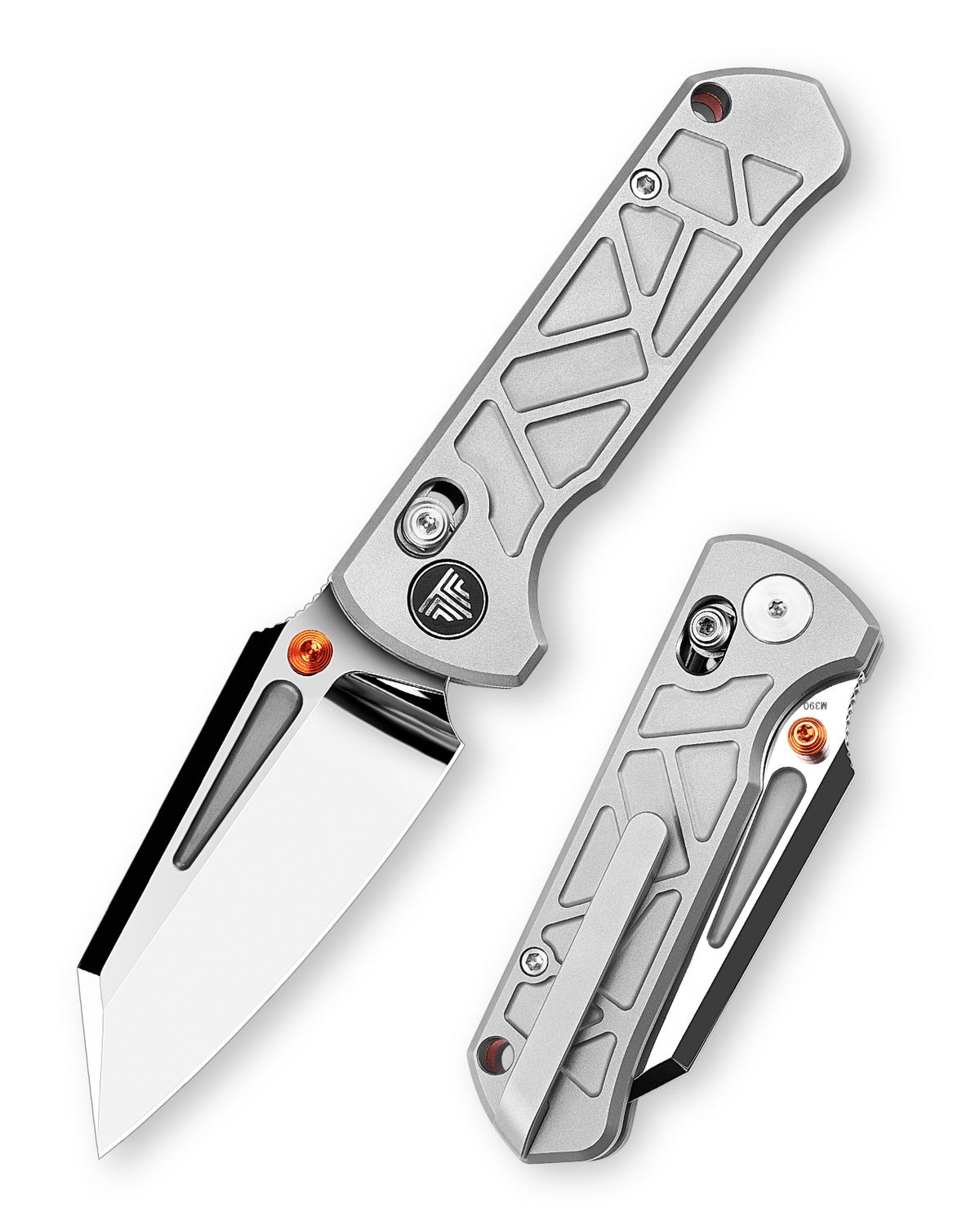 Skarn-M Crossbar Lock EDC Folding Pocket Knife,Mirror Finished 2.9'' M390 Steel Blade, Titanium Handle