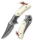 Puppis-02W Liner Lock，3.5'' 67 Layesrs Damascus Blade，Steel Bolster & Bone Handle