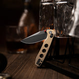 Butterfly Ultra-B Crossbar Lock EDC Folding Pocket Knife,2.99'' M390 Steel Blade,Titanium Handle