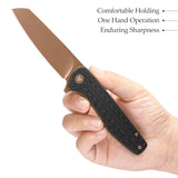 Dickybird-CG Liner Lock EDC Folding Pocket Knife 2.99'' 14C28N Steel Blade,Carbon Fiber G10 Handle