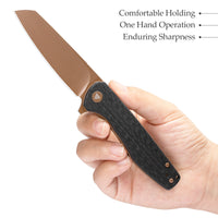 Dickybird-CG Liner Lock EDC Folding Pocket Knife 2.99'' 14C28N Steel Blade,Carbon Fiber G10 Handle
