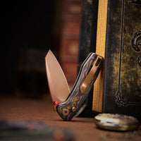 Sloth Ultra-PL Crossbar Lock EDC Folding Pocket Knfe,2.54" M390 Steel Blade, Copper Carbon Fiber Handle