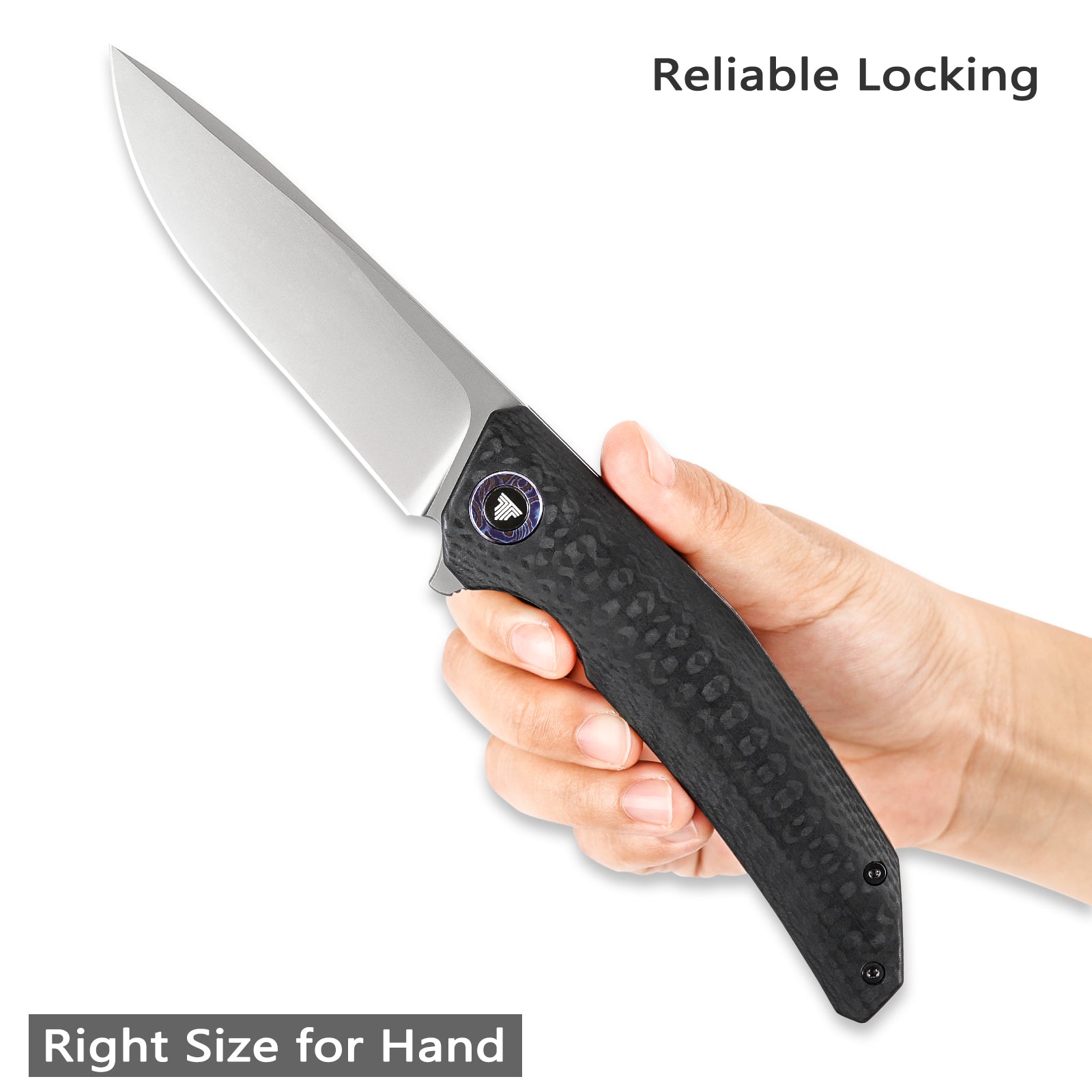 Phoenix-03B Liner Lock Pocket Folding Knfe,3.7'' S35VN Steel Blade,Timascus Pivot Ring,Carbon Fiber G10 Handle