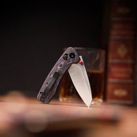 Sloth Ultra-PC Crossbar Lock EDC Folding Pocket Knfe,2.54" M390 Steel Blade, Copper Carbon Fiber Handle