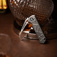 Skarn-M Crossbar Lock EDC Folding Pocket Knife,Mirror Finished 2.9'' M390 Steel Blade, Titanium Handle