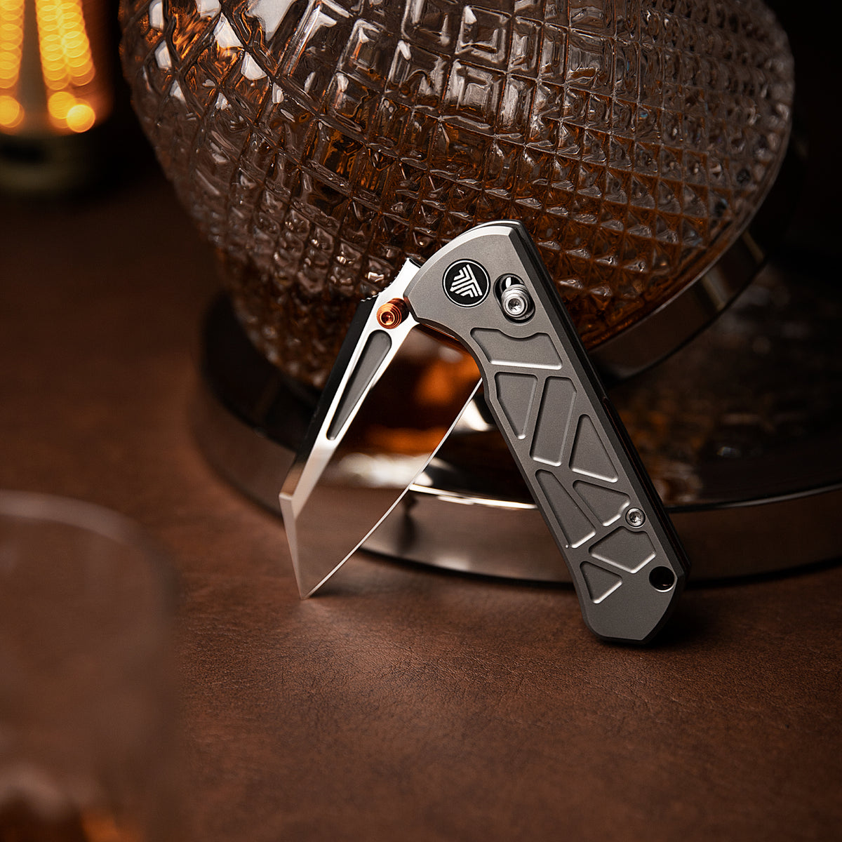 Skarn-M Crossbar Lock EDC Folding Pocket Knife,Mirror Finished 2.9'' M390 Steel Blade, Titanium Handle