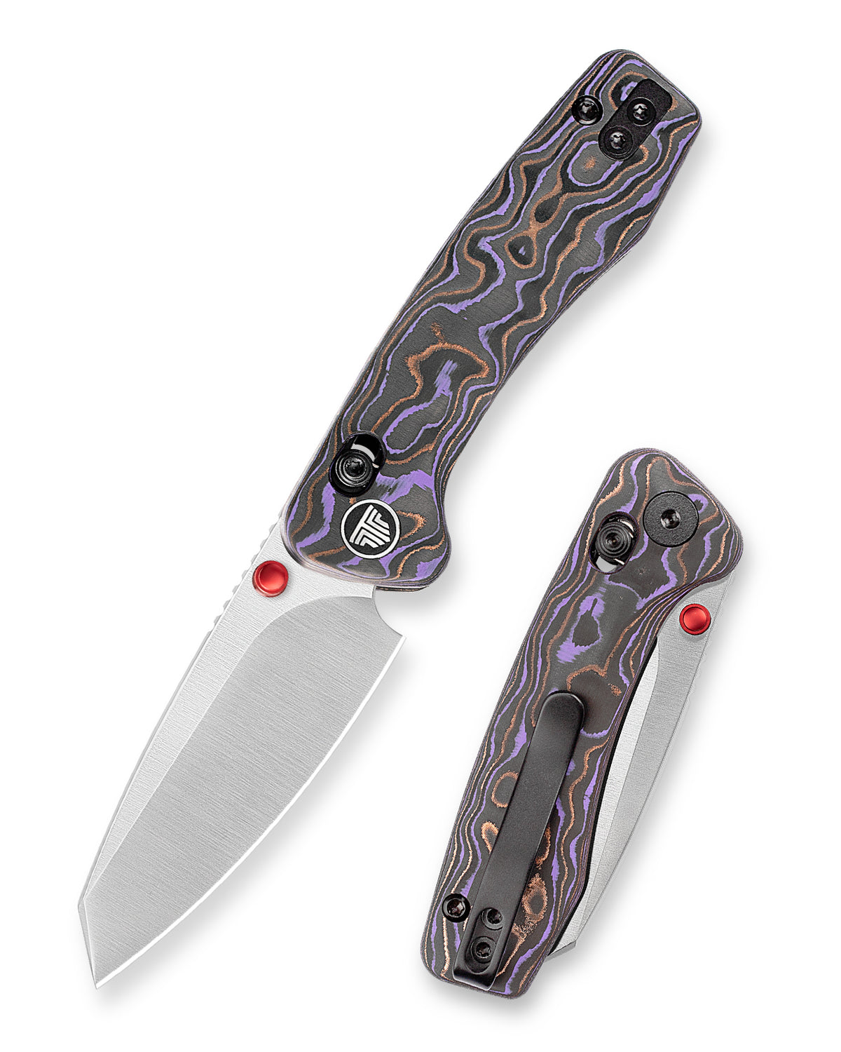 Sloth Ultra-PC Crossbar Lock EDC Folding Pocket Knfe,2.54" M390 Steel Blade, Copper Carbon Fiber Handle