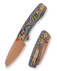 Sloth Ultra-PL Crossbar Lock EDC Folding Pocket Knfe,2.54" M390 Steel Blade, Copper Carbon Fiber Handle