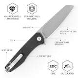 Dickybird-BG Liner Lock EDC Folding Pocket Knife 2.99'' 14C28N Steel Blade,G10 Handle