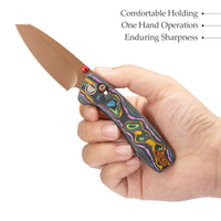 Sloth Ultra-PL Crossbar Lock EDC Folding Pocket Knfe,2.54" M390 Steel Blade, Copper Carbon Fiber Handle