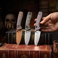 Sloth Ultra-PC Crossbar Lock EDC Folding Pocket Knfe,2.54" M390 Steel Blade, Copper Carbon Fiber Handle