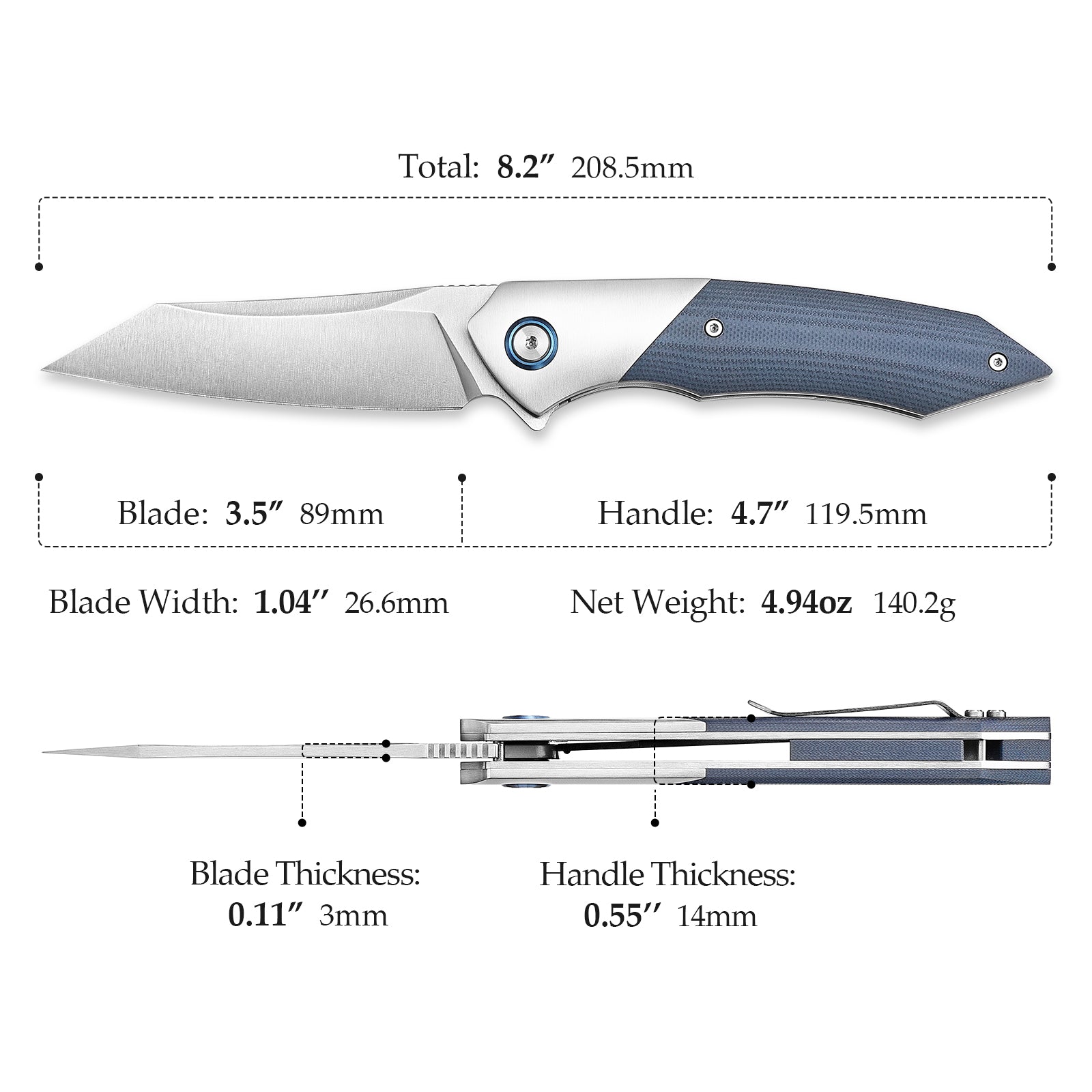 Vul-03 Liner Lock，3.5'' 10Cr Steel Blade，Steel Bolster & G10 Handle