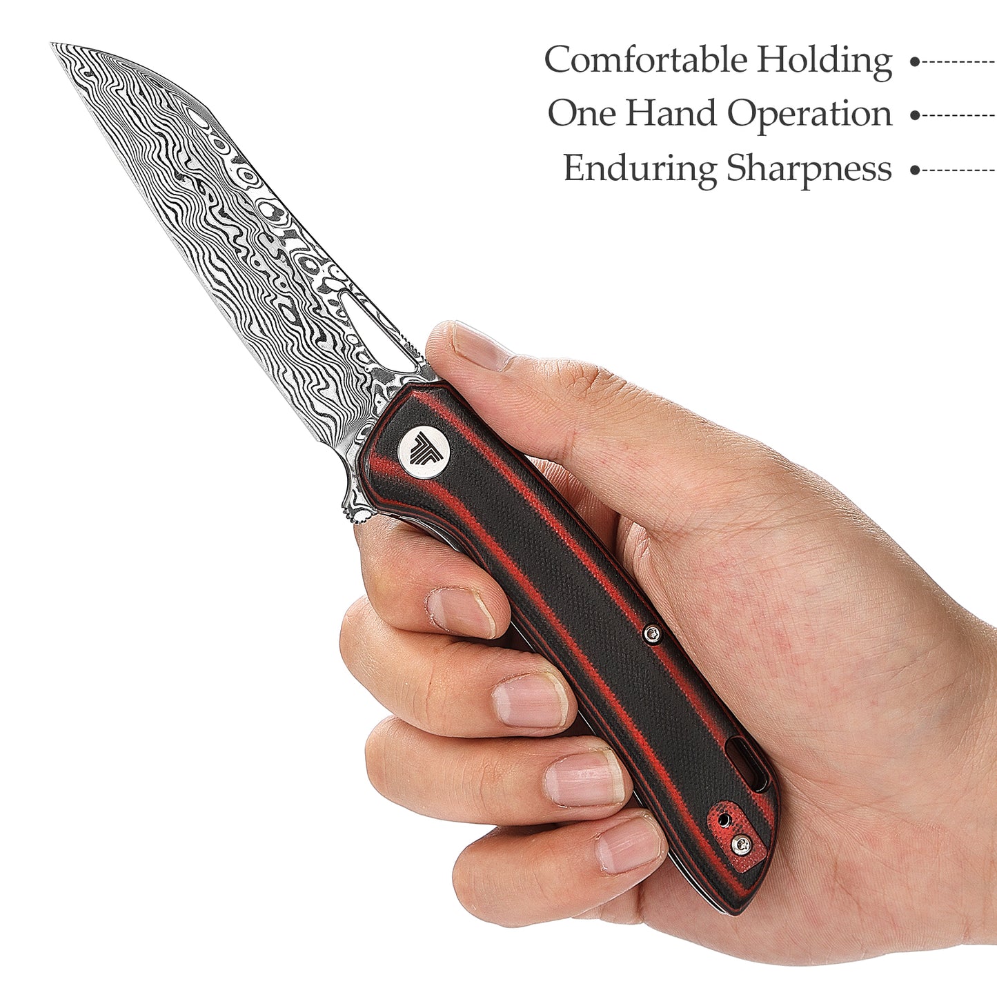 Aries-03RB Liner Lock,3.54"  110 Layers Damascus Steel,G10 Handle